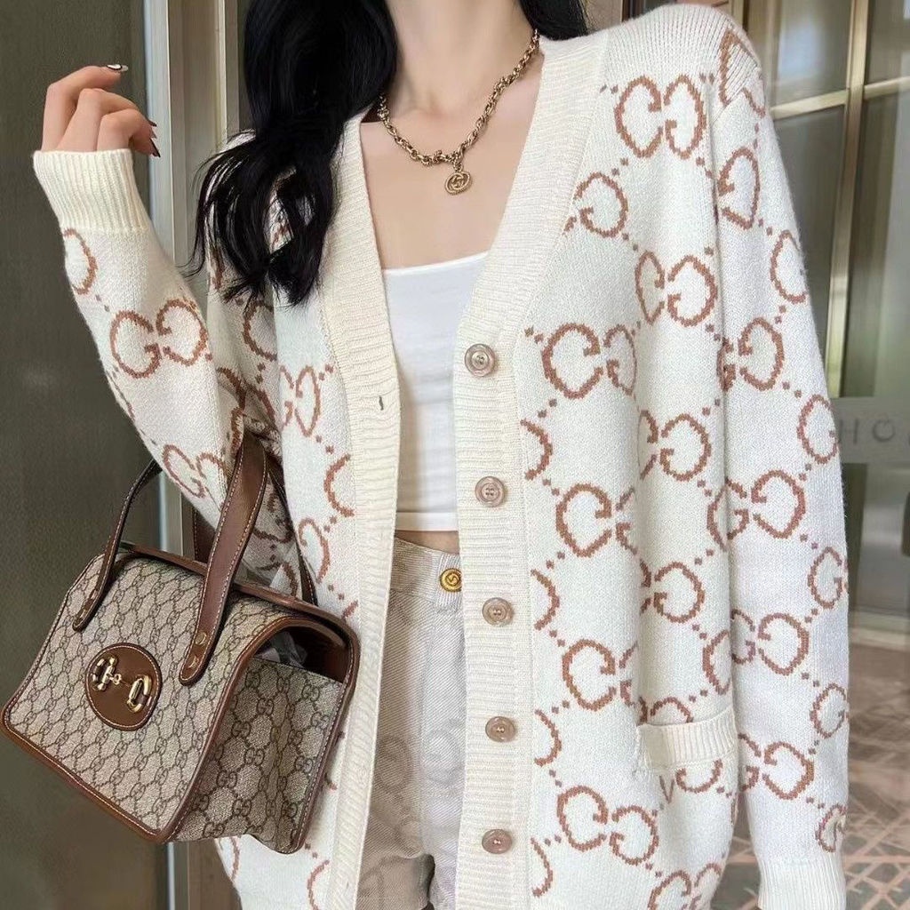 Hàng Có Sẵn!Guc!Áo Khoác Cardigan Dệt Kim Dáng Rộng Thiết Kế Mới Thời Trang Dành Cho Cặp