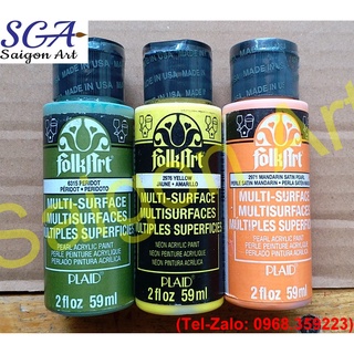 Màu acrylic FolkArt 59ml vẽ trên mọi chất liệu MULTI-SUFACE - Loại PEARL-NEON-GLITTER