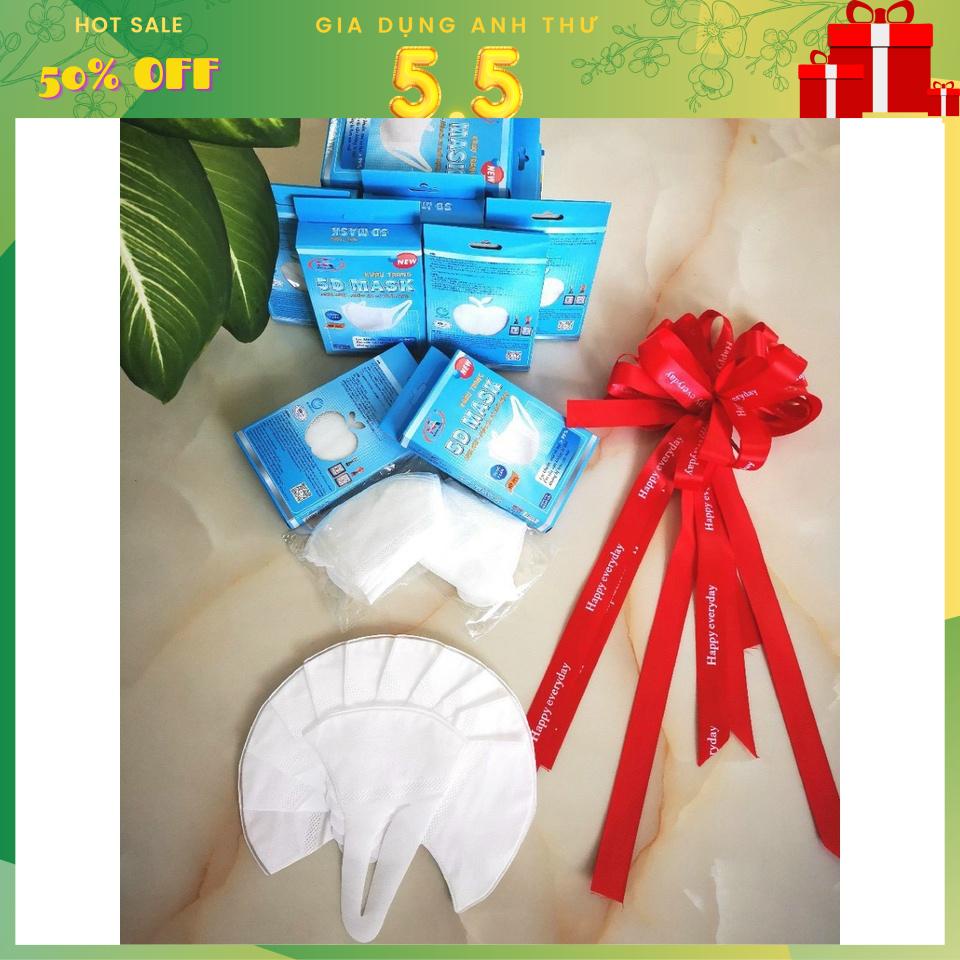 Hộp 10 cái khẩu trang y tế kháng khuẩn 3 lớp Famapro 5D Mask dây vải