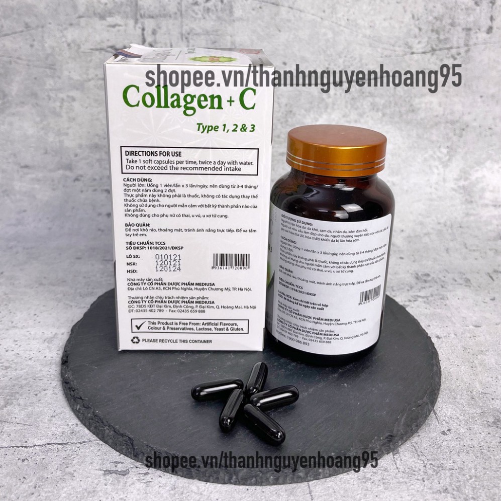 Viên uống COLLAGEN +C bổ sung collagen, vitamin e giúp chống lão hóa, cải thiện nếp nhăn - Hộp 60 viên dùng 30 ngày | BigBuy360 - bigbuy360.vn