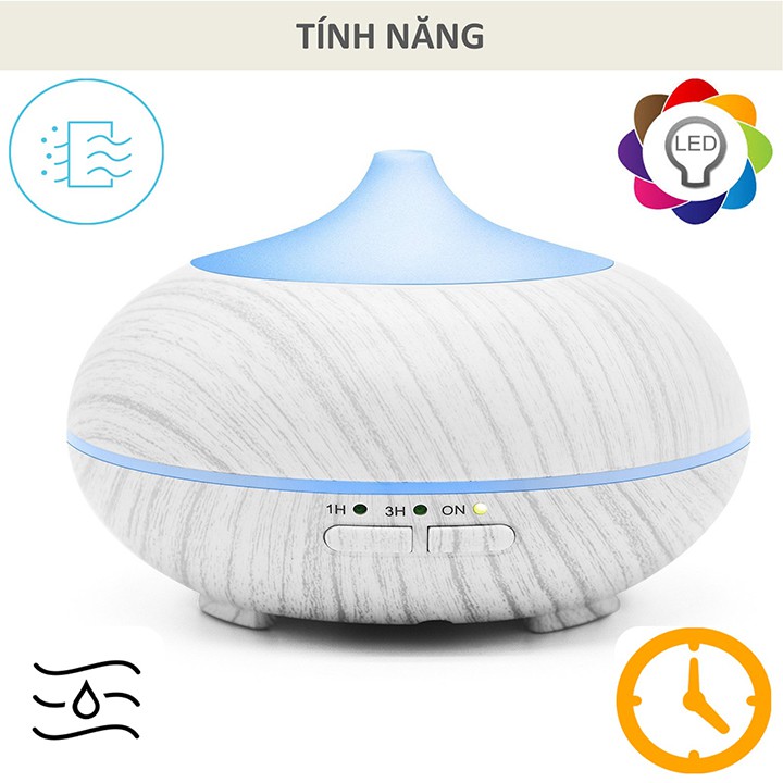 Máy xông tinh dầu, phun sương tạo độ ẩm, có đèn LED cho phòng làm việc, phòng ngủ