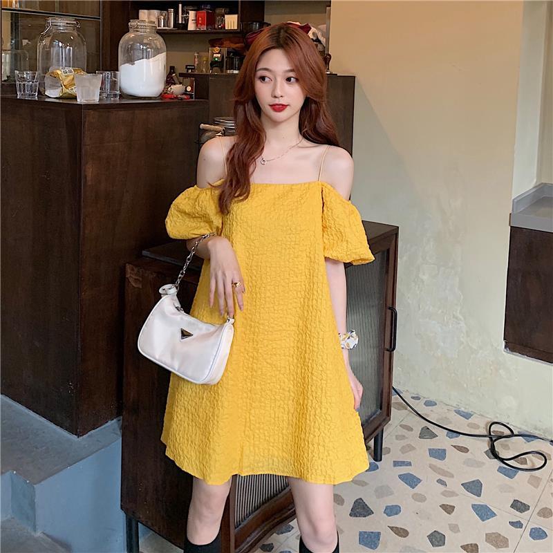 Đầm ngắn tay trễ vai thiết kế mới quyến rũ thời trang theo phong cách pháp cho nữ