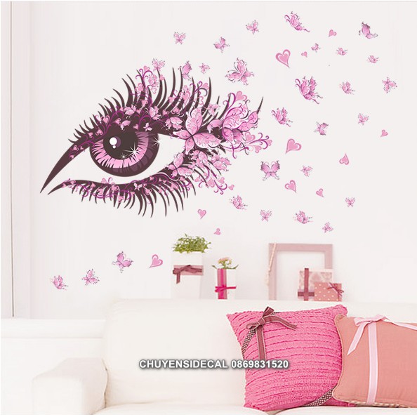 Decal dán tường - Mắt Hồng quyến rũ