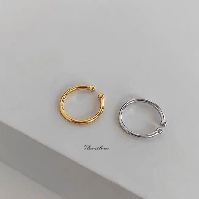 Khuyên tai bạc nữ TLEE kẹp vành tròn trơn basic TleeJewelry B0325