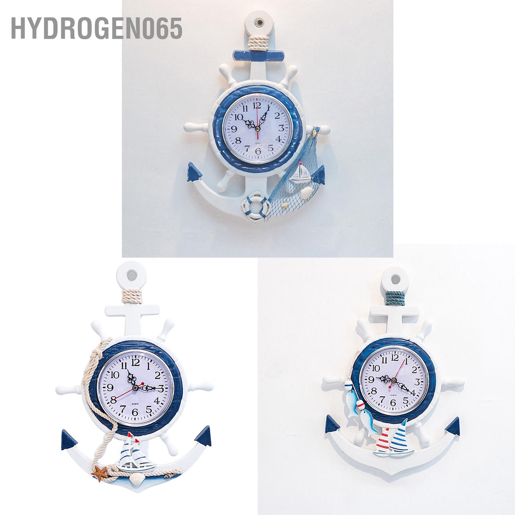 Hydrogen065 Đồng hồ treo tường Tàu màu xanh và trắng Mô hình hóa phong cách biển trang trí cá nhân cho phòng ngủ