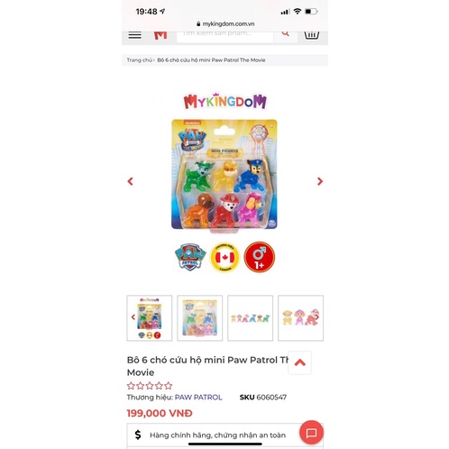 Bộ 6 chó cứu hộ Paw Patrol phát sáng - Hàng chính hãng