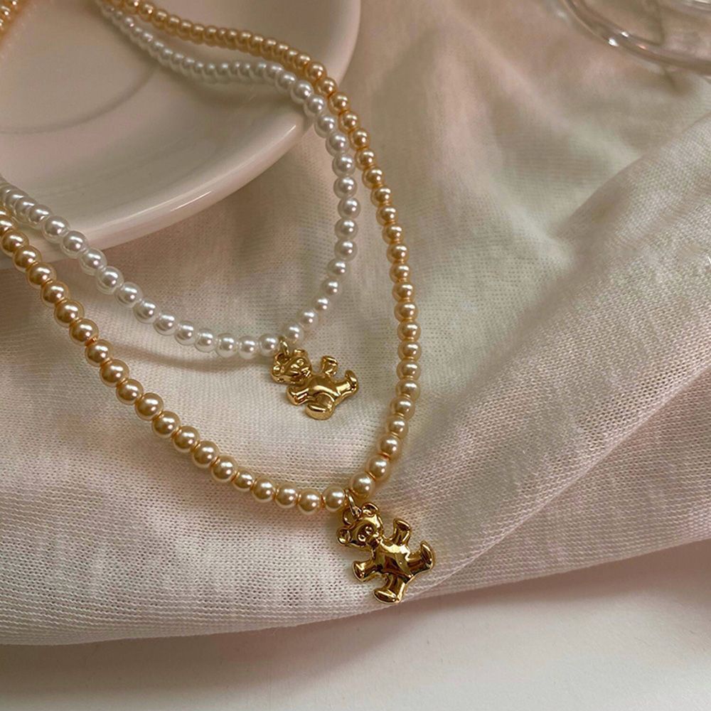 Mặt dây chuyền/ vòng cổ mặt hình chú gấu đính đá zircon dễ thương nhiều màu thời trang cho nữ