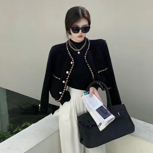 Áo khoác dáng ngắn phong cách retro trưởng thành thời trang thu đông đi làm dành cho nữ