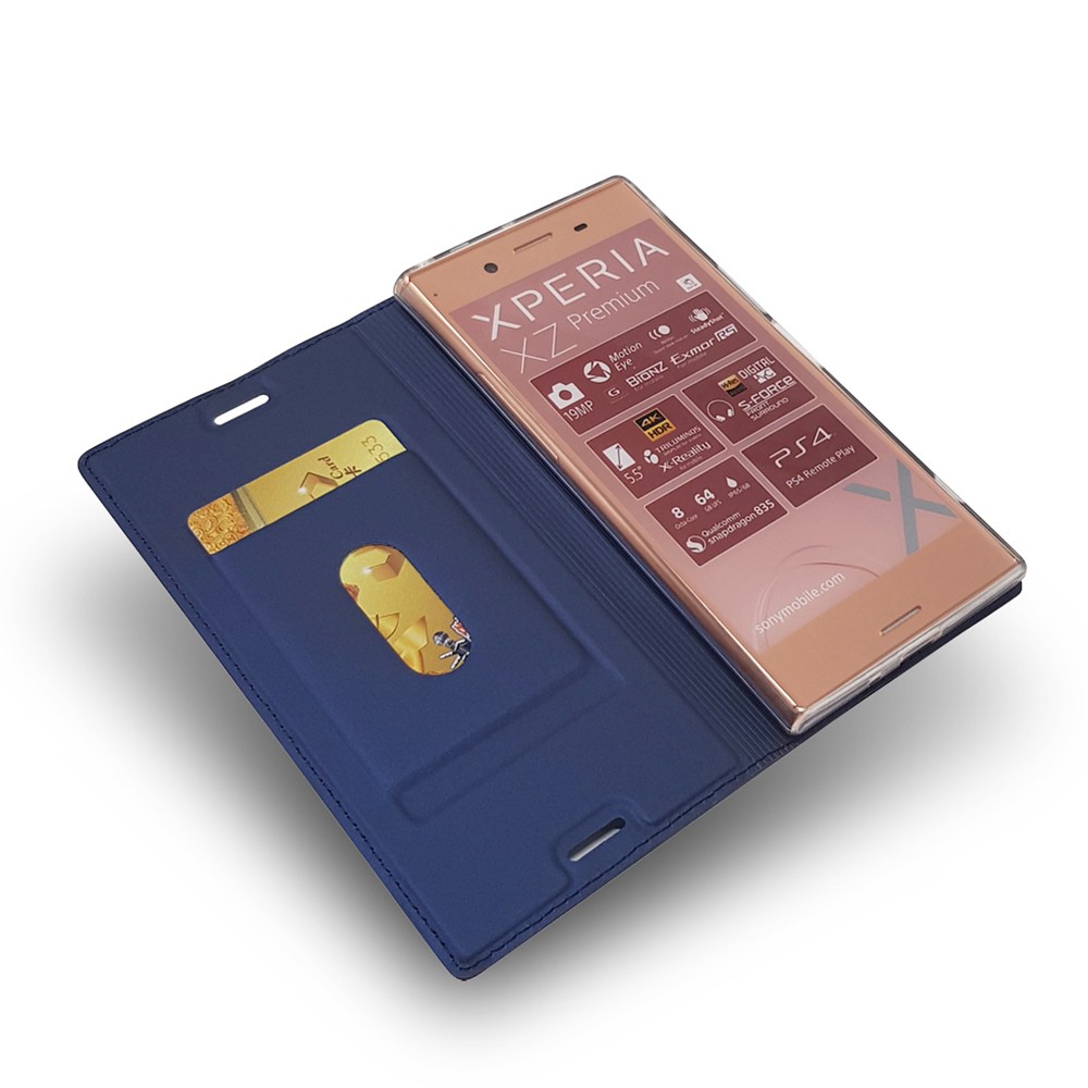 Ốp điện thoại da PU gập từ tính có chỗ để thẻ và giá đỡ sang trọng cho Sony Xperia XZ Premium G8141 Dual G8142