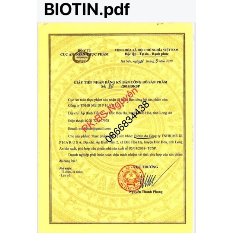 Viên uống biotin 5mg Vitamin H_ Giúp mọc tóc, kiềm dầu, kiểm soát nhờn da đầu, da mụn