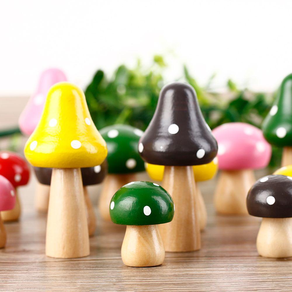 Bộ 3 Cây Nấm Bằng Gỗ Dùng Trang Trí Tiểu Cảnh