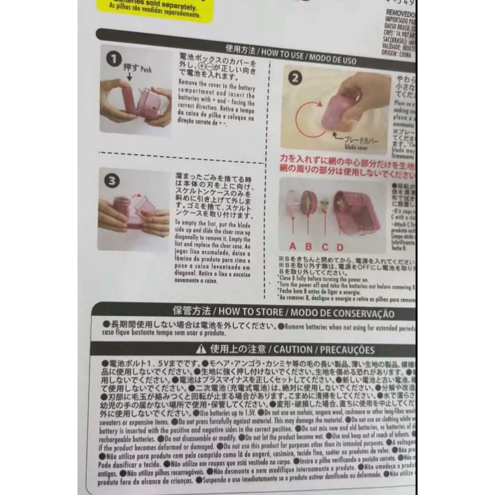 Máy xén lông xù, máy cắt lông xù Daiso Nhật Bản sử dụng pin AA tiện lợi, nhỏ gọn
