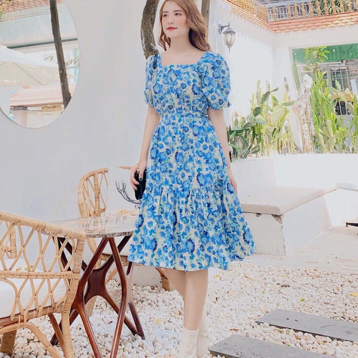 Đầm Babydoll Hoa chất Kate mềm mịn, đầm bầu Maxi cho các mẹ đi biển, du lịch VINTAGE STORE