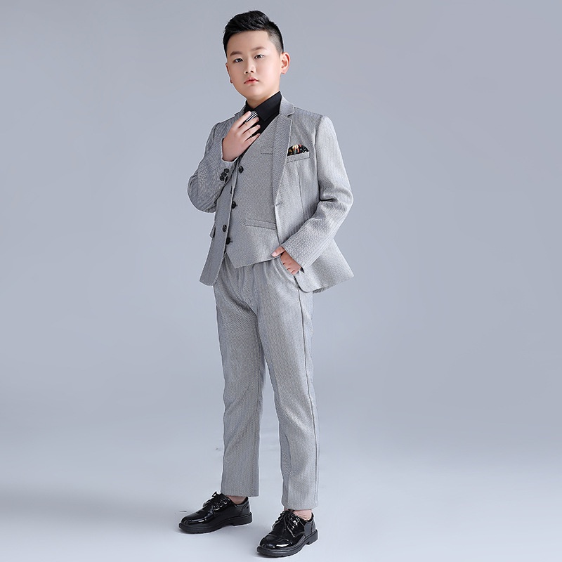 Bộ vest bé trai cao cấp cho trẻ em béo bụng to TQB076 TQB077 3 chi tiết  tặng cavat