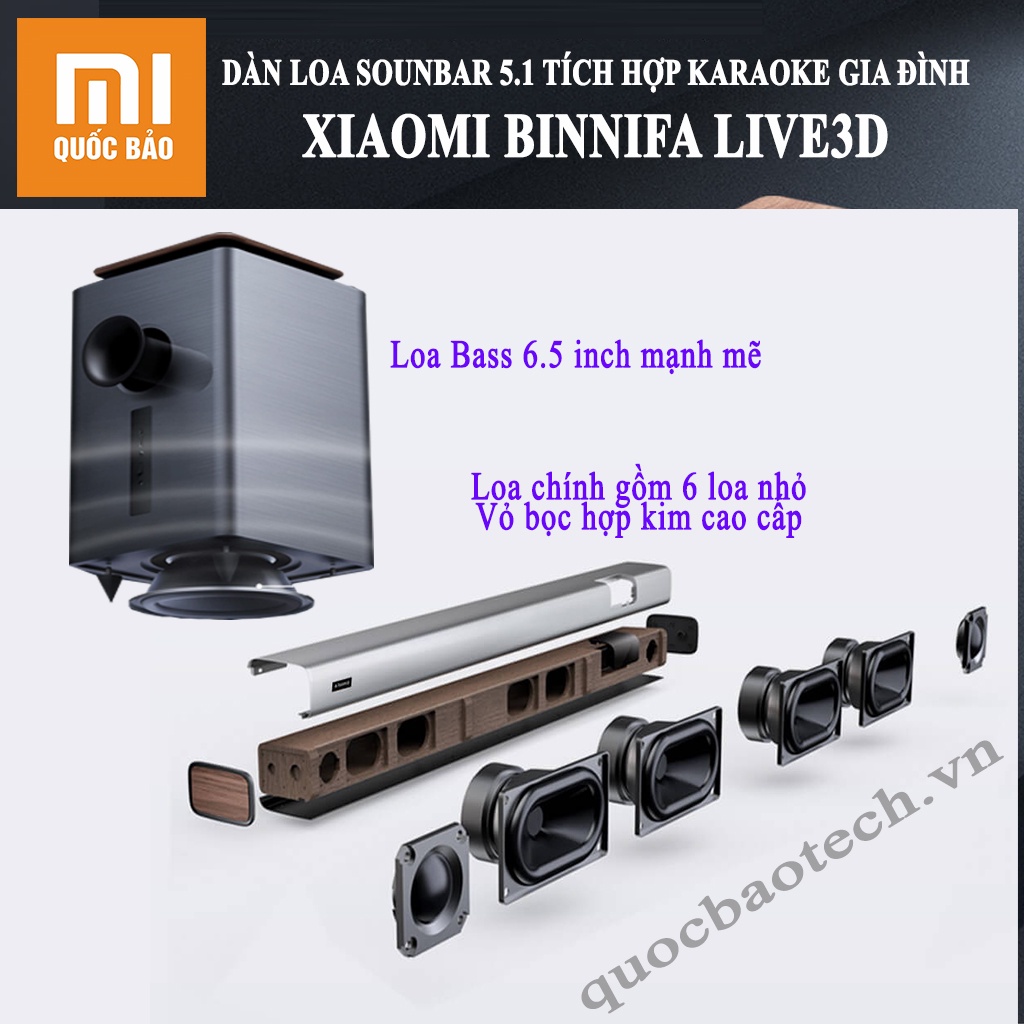 Dàn loa soundbar 5.1 tích hợp karaoke gia đình Binnifa Live3D