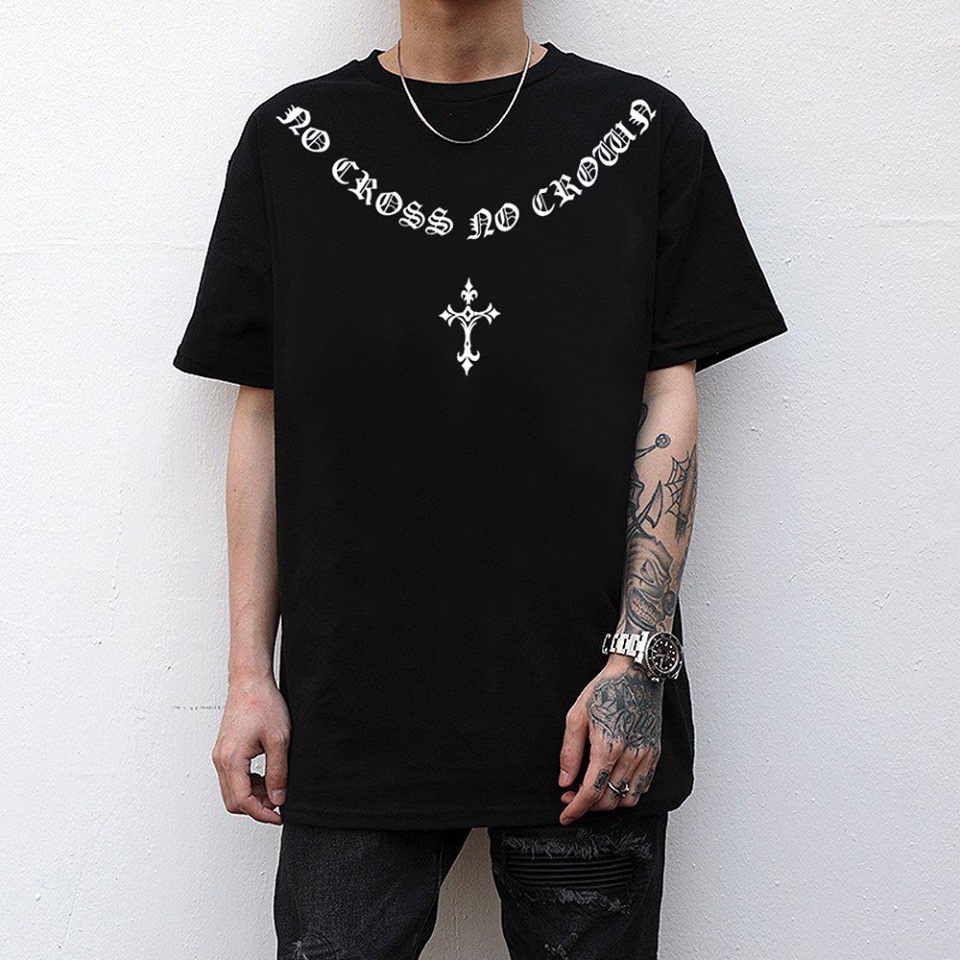 Áo thun tay lỡ No Cross chữ cổ BIGOMALL - Áo phông nam nữ unisex freesize form rộng 65kg