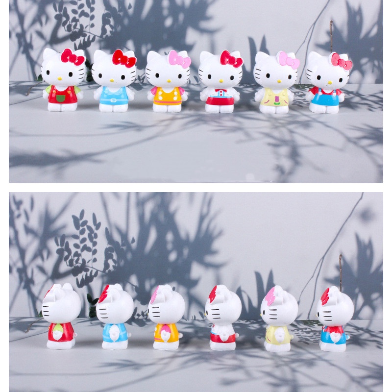 Set 6 mô hình Hello Kitty mini dễ thương dùng để trang trí bánh kem