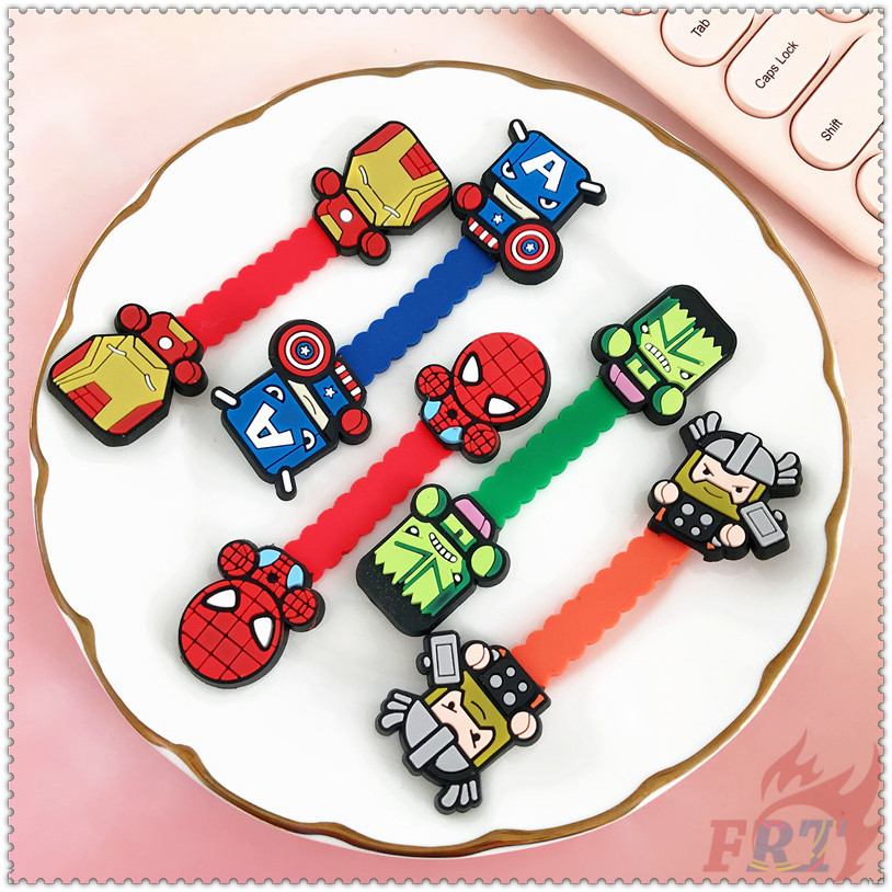 ◐ Dụng Cụ Quấn Dây Cáp Hình Siêu Anh Hùng Marvel &amp; DC ◑ 1 Kẹp Quấn Dây Cáp Tai Nghe / Dây Sạc Hình Iron Man / Captain America / Spider Man / Superman