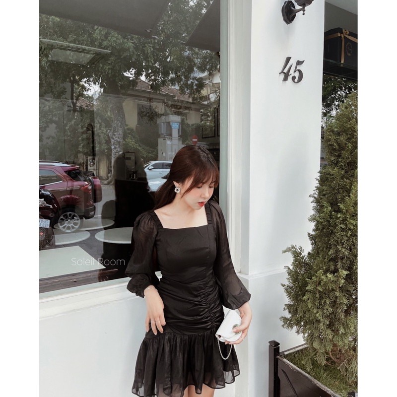 Váy tơ nhũ đen đuôi cá xoè nhẹ mềm mịn tôn dáng IRIS DRESS