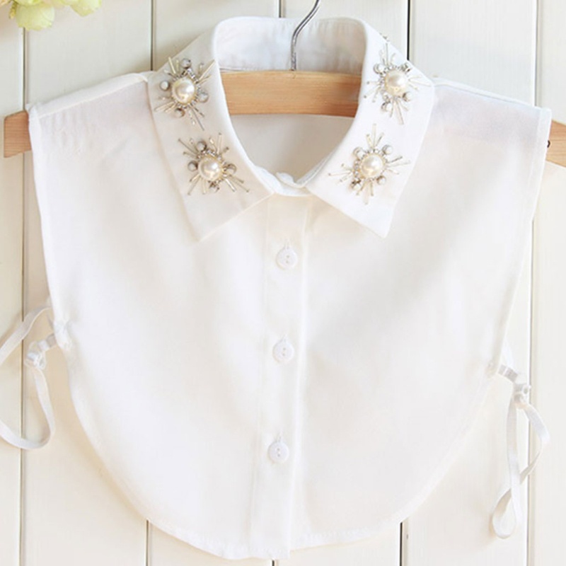 Cổ Áo Voan Đính Hạt Ngọc Trai Giả Họa Tiết Hoa Có Thể Tháo Rời