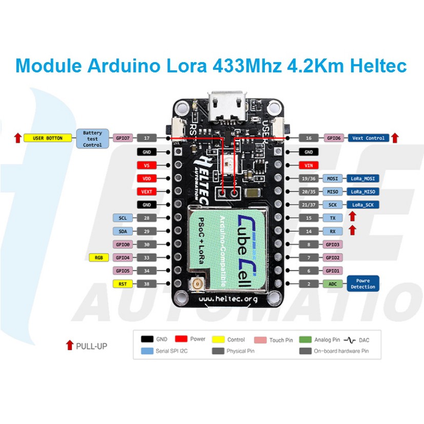 Module Arduino ASR6501 Giao Tiếp Lora 433Mhz 4.2Km Heltec CubeCell