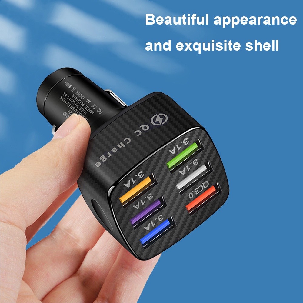 Tẩu Sạc Nhanh 15A 6 Cổng USB QC3.0 Cho Xe Hơi
