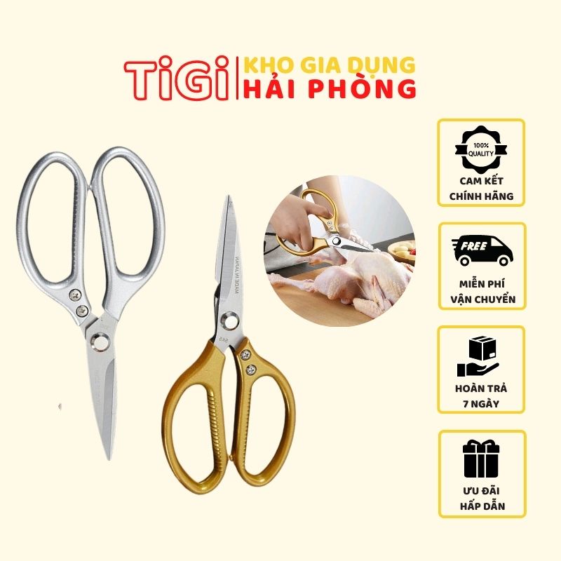 Kéo cắt gà nội địa Nhật, kéo làm bếp MATERIAL SK-5 đa năng cán vàng - Tigi shop