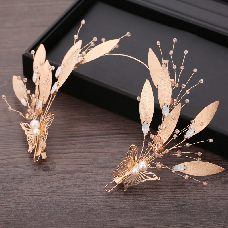 Băng đô cài tóc hình bướm đính đá nhân tạo lấp lánh