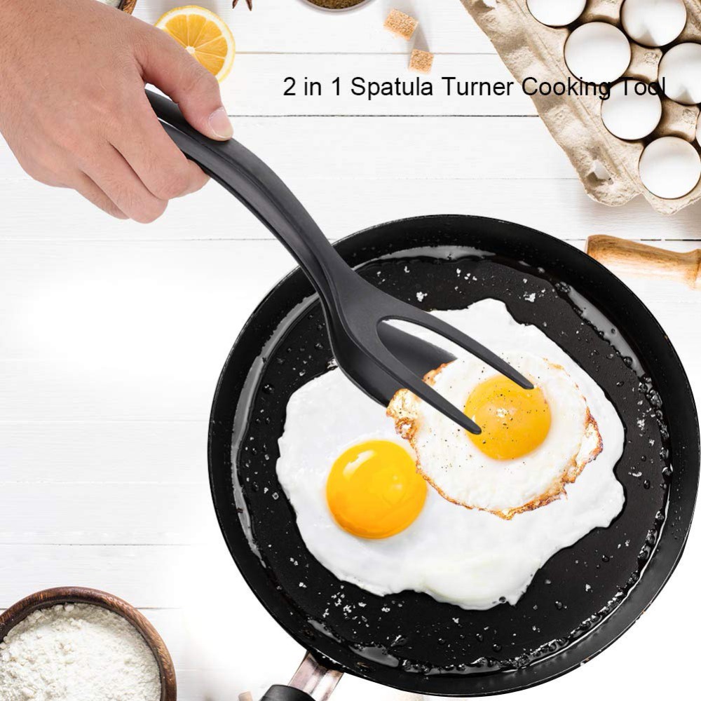 JOSMOMO Muỗng trứng tráng 2 màu silicone spatula, spatula nướng trứng 2 trong 1 silicone pancake nướng bánh mì, có thể được sử dụng để kẹp và lật thực phẩm