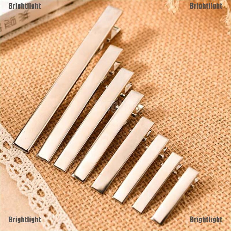 [Bright] 20pcs New Silver Metal Single Prong Alligator Hair Clips Barrette DIY Hairpins [Light]