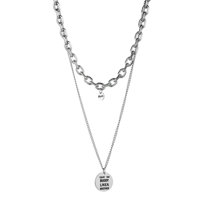 Dây Chuyền Thép Titan Hai Lớp Phong Cách Hip Hop Đường Phố 22516 Dành Cho Nam Và Nữ