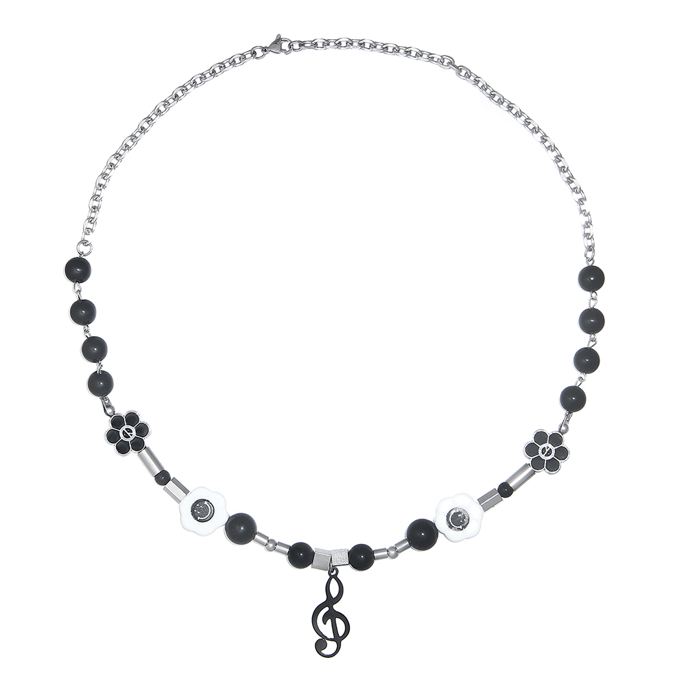 Dây Chuyền Mặt Hình Nốt Nhạc Mặt Cười Đính Ngọc Trai Phong Cách Hip Hop 22707