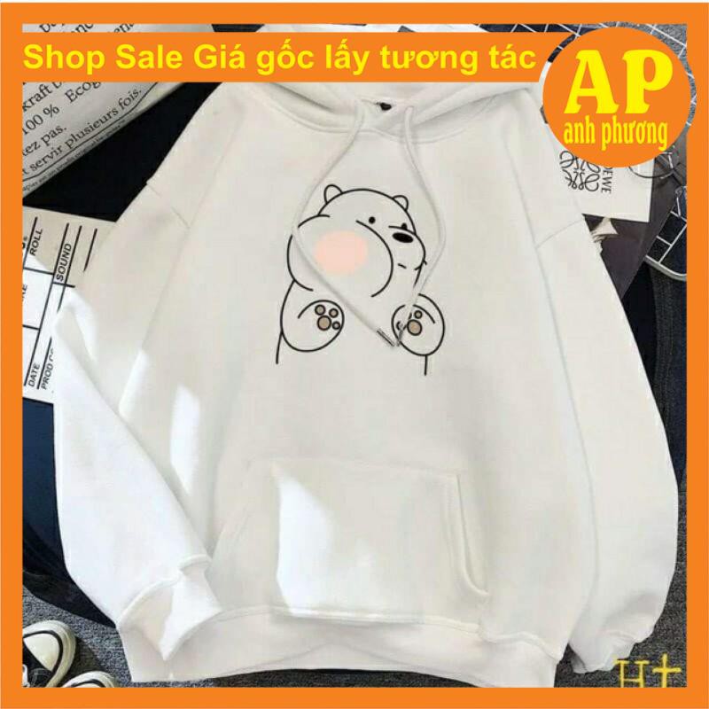 Áo hoodie basic gấu má phính Ht nỉ hodie nam nữ unisex forn thụng