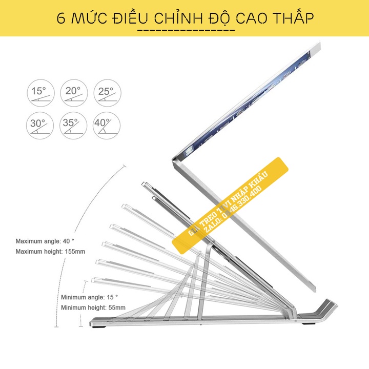 Giá đỡ LAPTOP, MACBOOK, IPAD 501 / N3 bằng nhôm có thể điều chỉnh được độ cao, đế tản nhiệt laptop, đế kê laptop nhôm