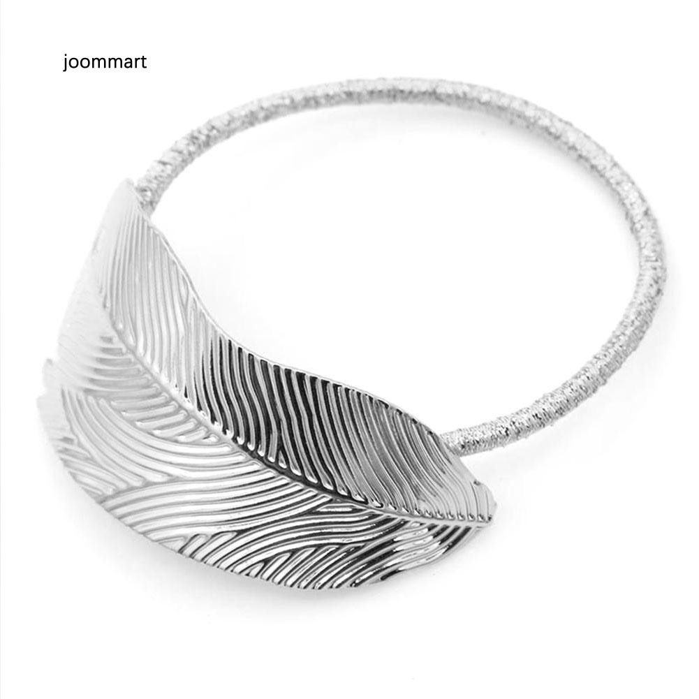 Dây Cột Tóc Đuôi Ngựa Co Giãn Hình Chiếc Lá Bằng Hợp Kim Trơn Mịn Cho Nữ