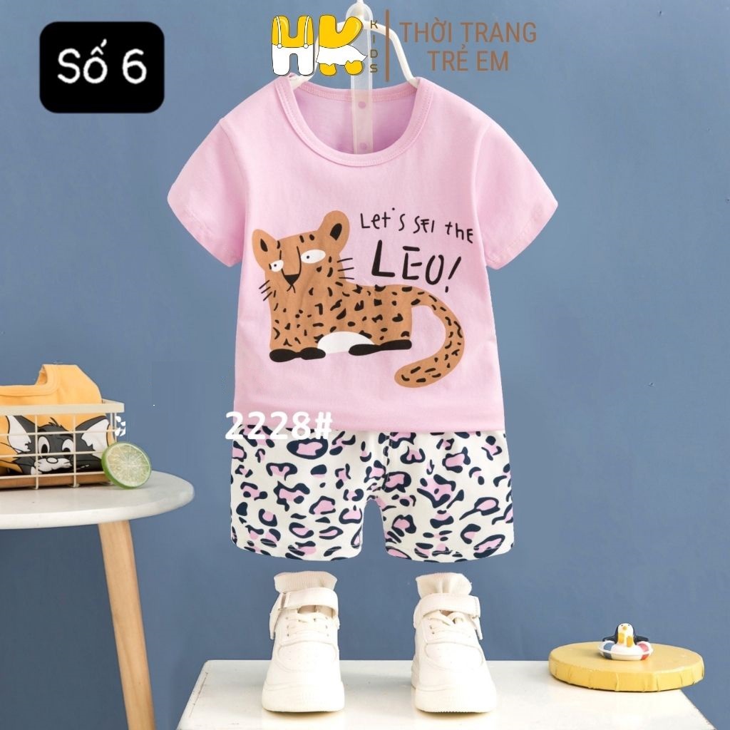 Bộ quần áo size đại cho bé gái HK KIDS cộc tay chất cotton mềm mát size cho bé từ 8-10 tuổi