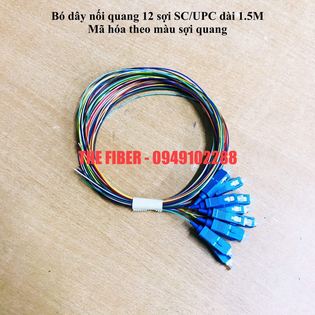 Bó 12 sợi Dây nối quang đơn mốt SC/UPC dài 1.5M (Mã hóa theo màu sợi quang)