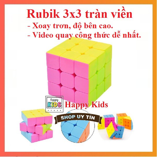 Rubic 3x3 tràn viền, xoay trơn cam kết không rắt, độ bền cao, Có video quay công thức cơ bản.