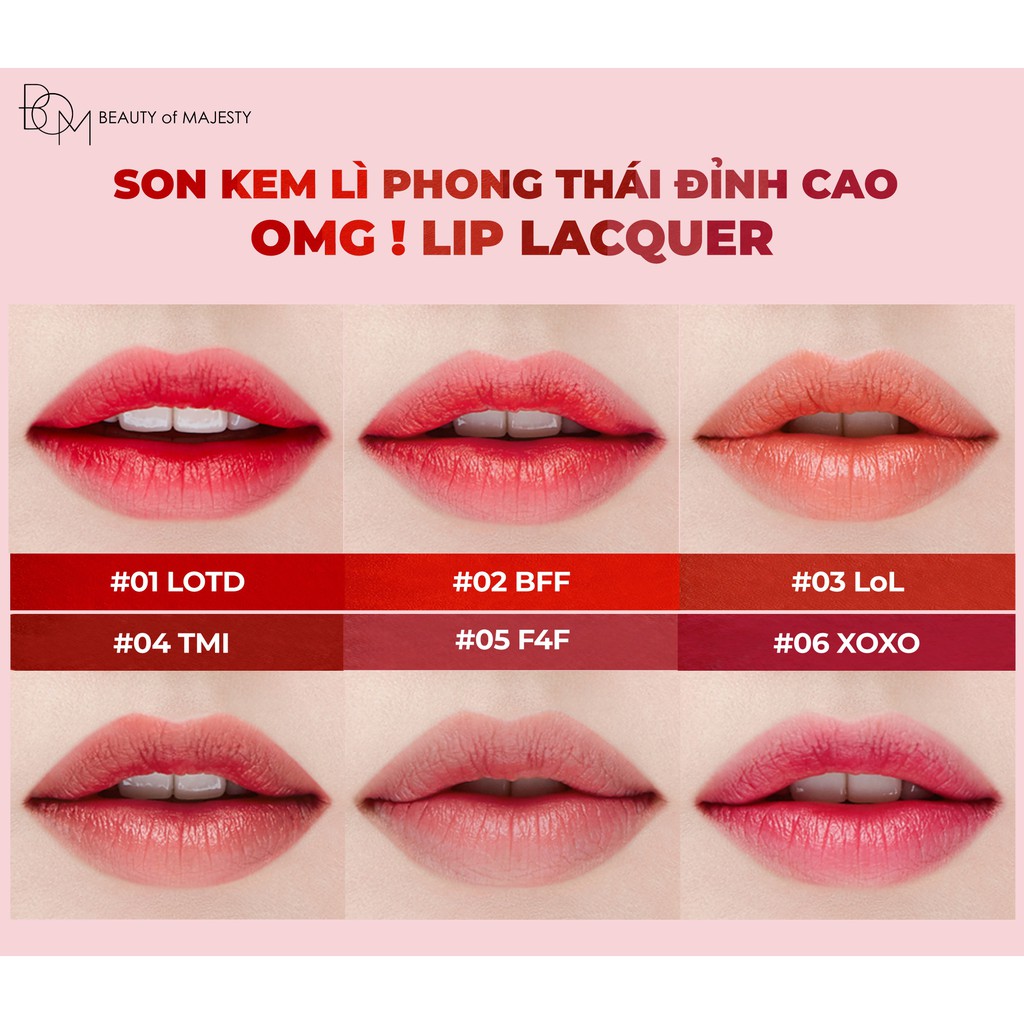 Son Kem Lì Lâu Trôi B.O.M Cosmetic OMG Lip Lacquer 4g