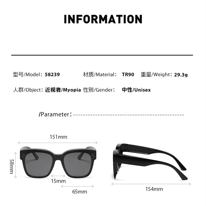 Kính Chống Nắng Phân Cực Chống Lóa Tròng Lớn Màu Đen Thời Trang Cho Nam Và Nữ