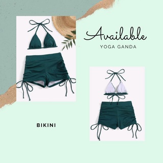 Set bikini xanh lá dạng quần trẻ trung năng động ngày dài