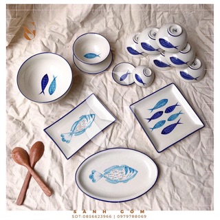 Bộ bát đĩa gia đình cho 4-6 người ăn: Set bát đĩa cá ngừ đại dương