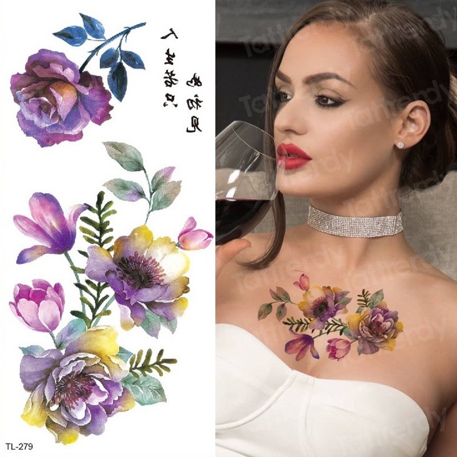Hình Xăm Tạm Thời Hình Hoa Hồng Chống Thấm Nước Và Lâu Trôi