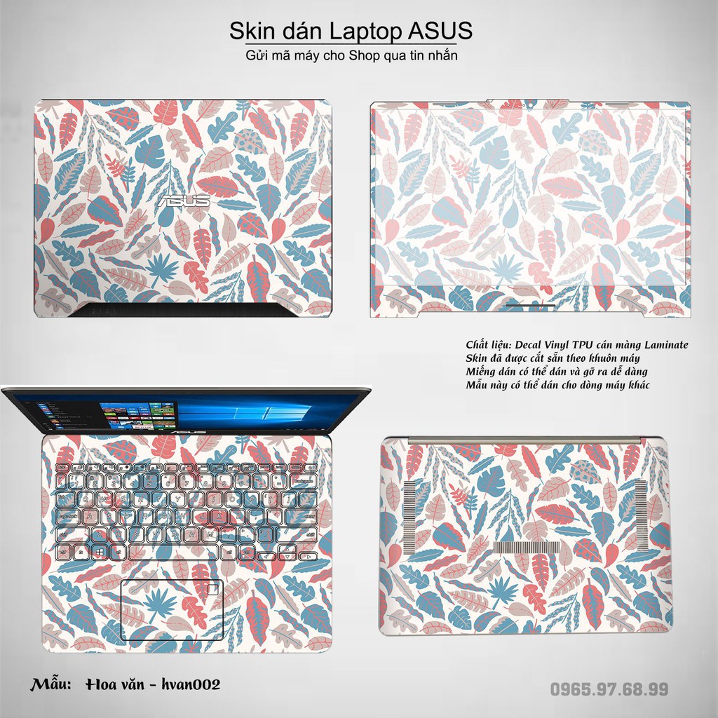 Skin dán Laptop Asus in hình Hoa văn (inbox mã máy cho Shop)