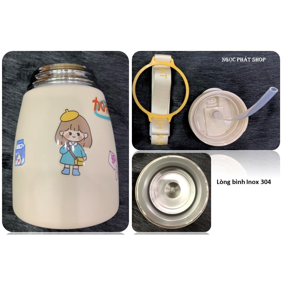 Bình giữ nhiệt cao cấp AHHUAT_900ml inox 304_Kiểu dáng Độc đáo (Chứa nước uống hoặc đồ ăn)