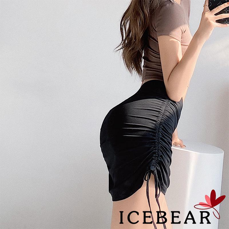 Chân Váy Lưng Cao Màu Trơn Phối Dây Rút Thời Trang Cho Nữ