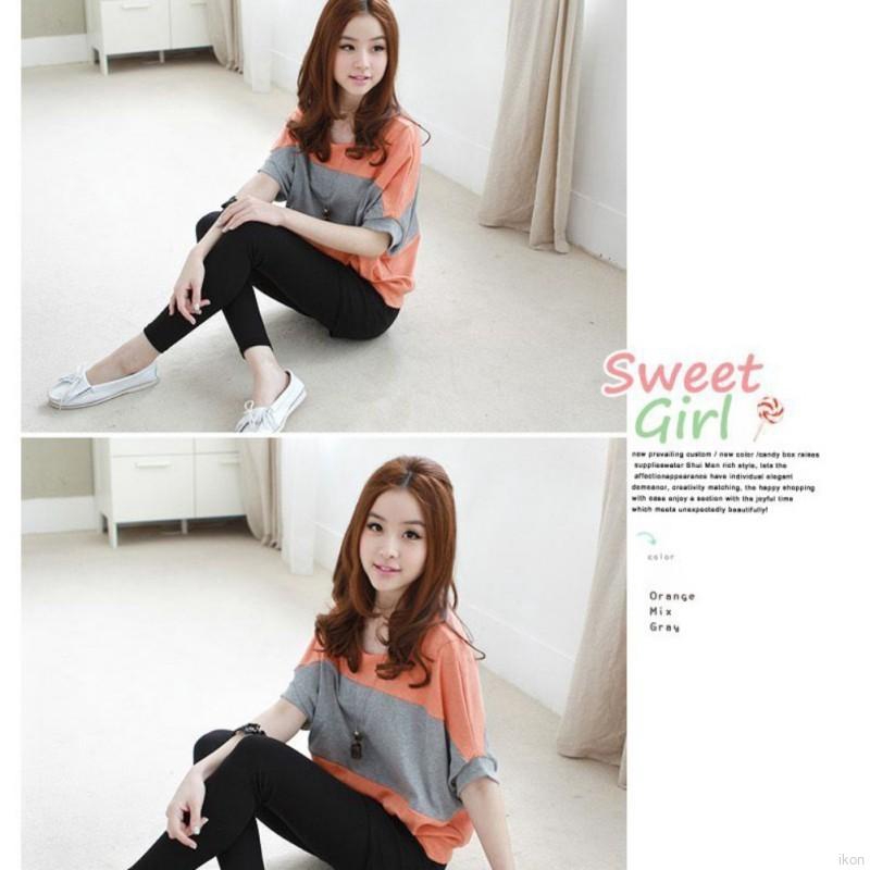 FREESHIP ĐƠN 99K_ Áo kiểu cánh dơi cổ tròn phối màu cho nữ