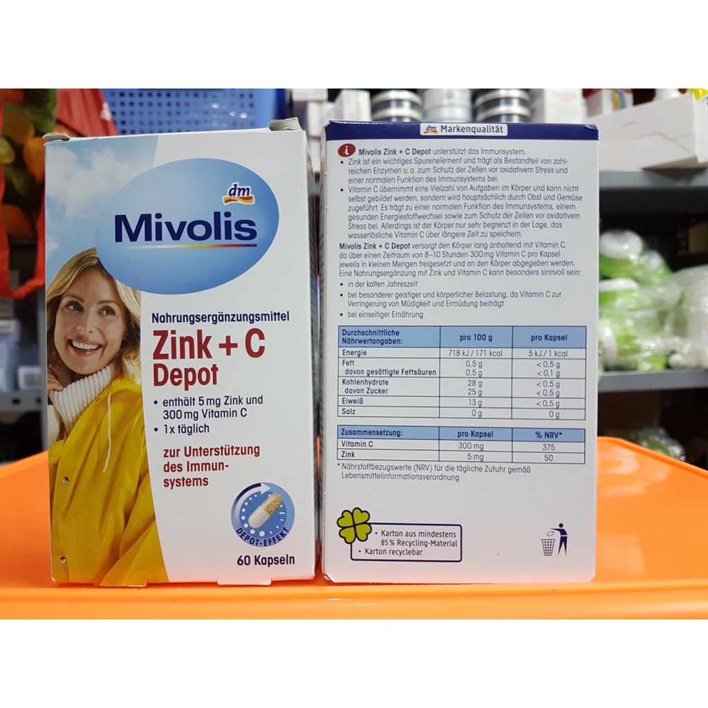 Viên uống Mivolis Zink C Depot hộp 60 viên của Đức