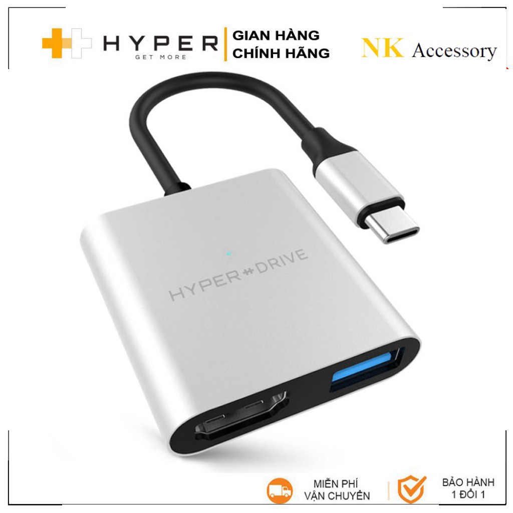 T- Cổng chuyển HyperDrive 4k HDMI 3-in-1 USB-C HUB cho Macbook, PC & Devices - HD259A - Hàng Chính Hãng
