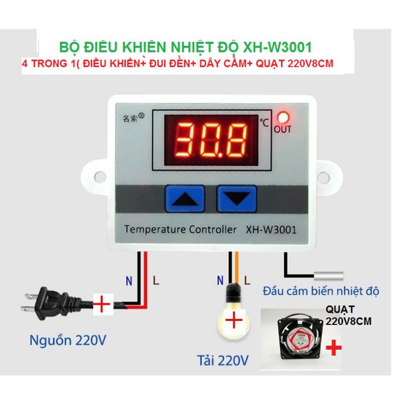 Bộ điều khiển nhiệt độ tự động XH-W3001 10A/220V(sẵn hàng)